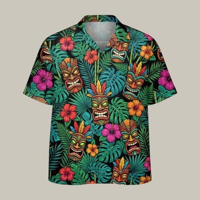 Floral Tiki Hawaiian Shirt Aloha Summer Beach Vacation Shirt Best Gift For Fath