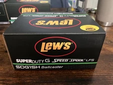 (B) Lew’s speed spool Super Duty G SDG11SH 7:5:1 right hand baitcast reel  (New)