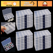 32 Pack Plastic Bead Organizer with Adjustable Dividers, Clear Storage Case for
