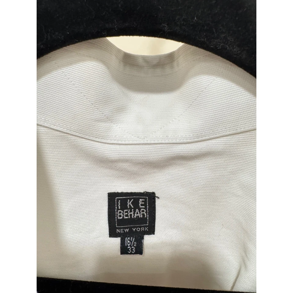 Camisa de vestir blanca de manga larga con botones Ike Behar New York para hombre 16 1/2 33 Foto 2 de 4