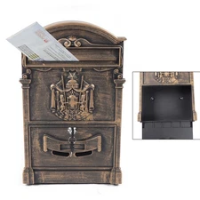 European Retro Wall-mounted Mailbox Security Vintage Mail Drop Box W/ Lock