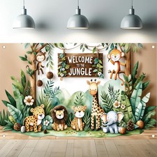 Jungle Safari Backdrop Welcome to The Jungle Party Banner Decoration 71 x 43 ...
