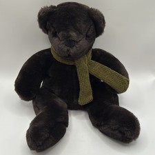 Pottery Barn Midnight Black Plush with Green Knitted Scarf 24"