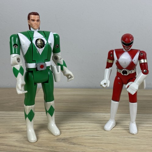 2x Vintage Power Ranger Bundle Lot - Bandai 1993 1991 - Flip Head - Green Red - Picture 2 of 12