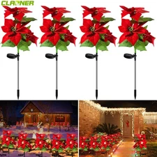 2/4x Solar Christmas Flower Lights Outdoor Garden Lawn Stake Lamp Pathway Decor