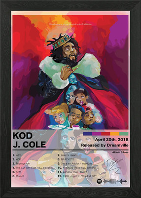 J. Cole KOD Album Cover Kunst gerahmtes Wandbild Poster Leinwanddruck Bild