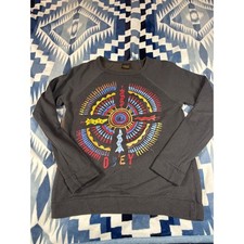 Obey Mens Charcoal Gray Tribal Graphic Raglan Sweatshirt Made in USA Small
