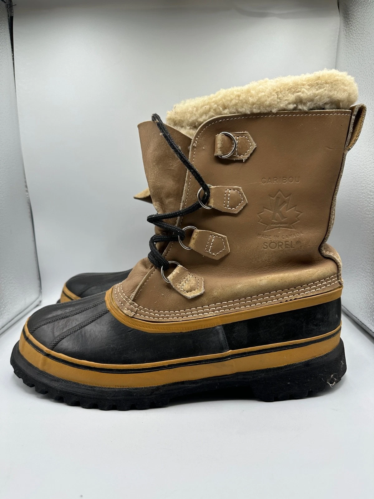 Vtg Sorel Men's 12 Med Caribou Canada Made Kaufman Liners Winter Boots