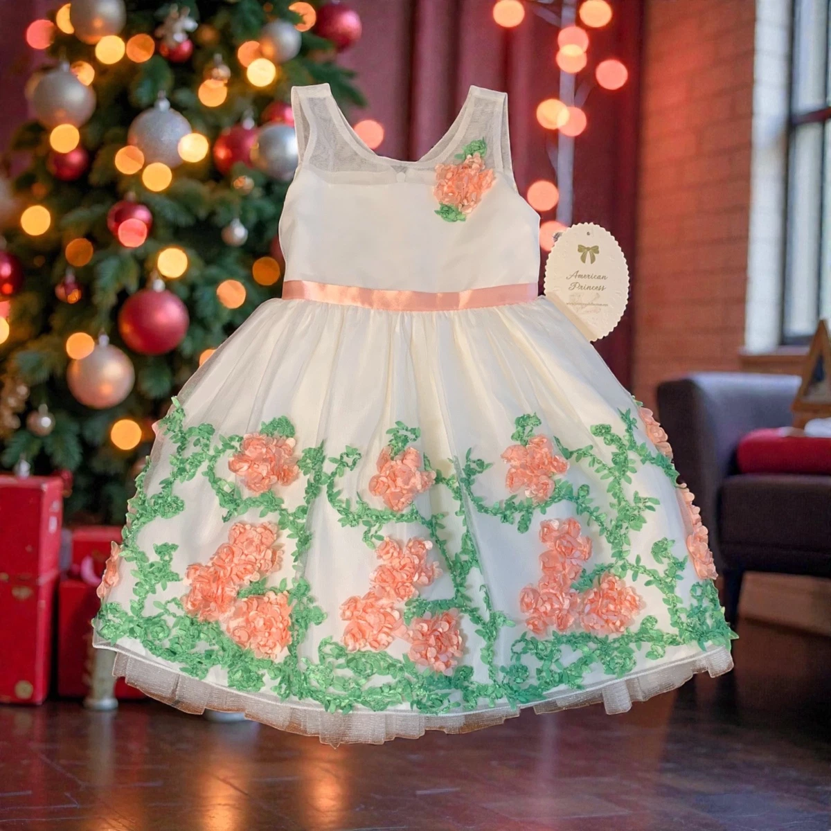 open lace back dress Christmas Dress Girls Birthday Party Dresses Girls Christening Princes –  marryshe main image 0