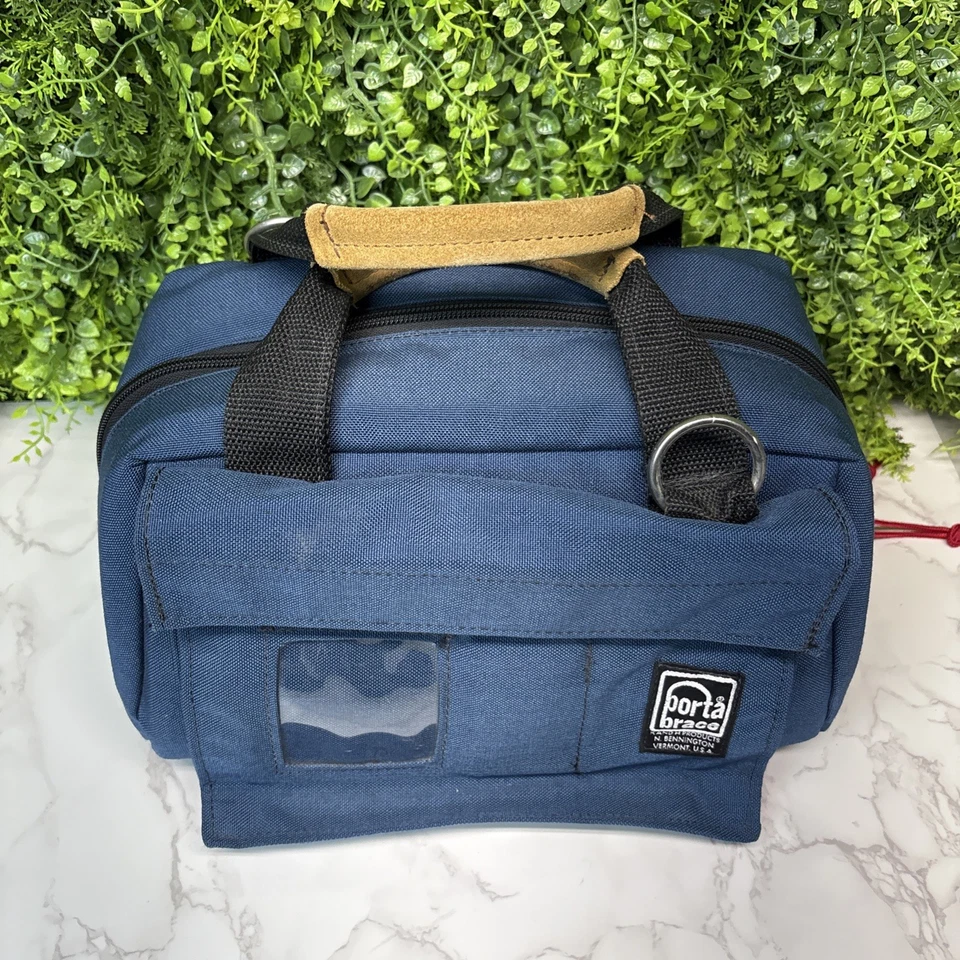 Estuche para cámara Porta Brace CS-DV1 Mini DV 12x7x4,5 pulgadas, azul con mango de gamuza bronceada Foto 2 de 4