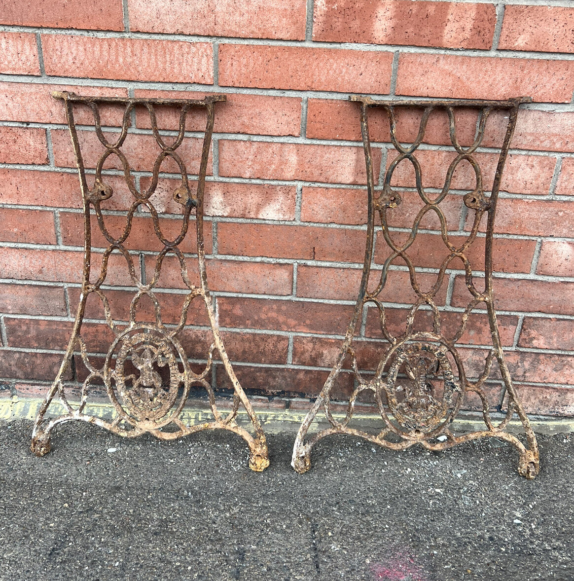 Pair Antique Singer Sewing Machine Treadle Base Leg Side Pair Antique Singer Sewing Machine Treadle Base Leg Side