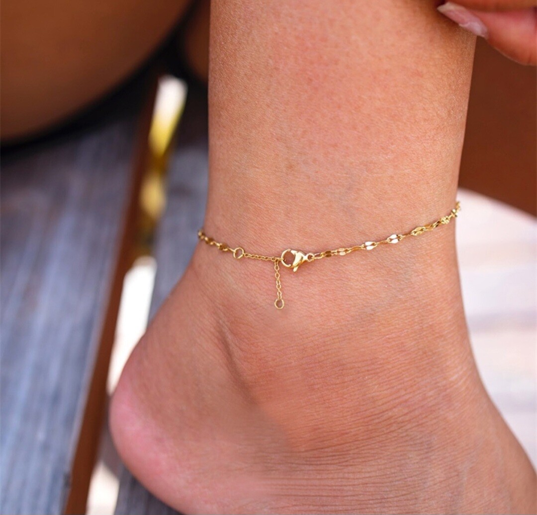 Women anklet gold foot chain non rust customise size large plus size