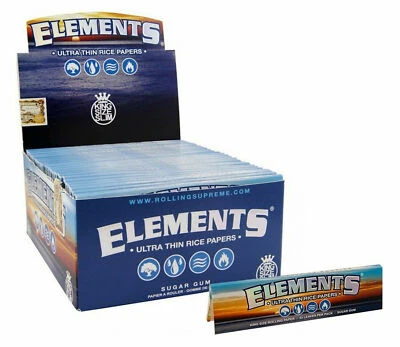 Elements King Size Slim Ultra Thin Rice Rolling Papers 50 Booklets - Sealed Box