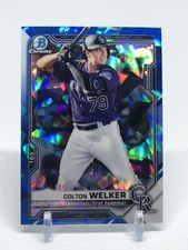 2021 Bowman Chrome Sapphire Refractor Colton Welker Colorado Rockies