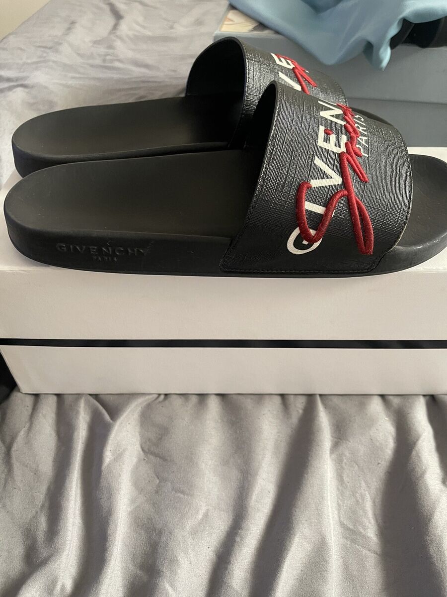 Givenchy Logo Slides Black & Red Sz 43/10 Mens | eBay Givenchy Logo Slides Black & Red Sz 43/10 Mens | eBay