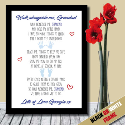 PERSONALISIERTE gerahmte Weihnachtsgeschenke WALK SIDE ME GRANDAD Druck Poster -17