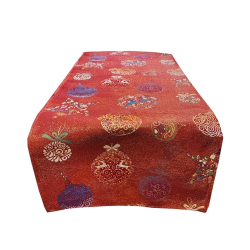 Tapiz de Navidad rojo dorado corredor de mesa Navidad Papá Noel copo de nieve tela corredor rojo - Imagen 7 de 9