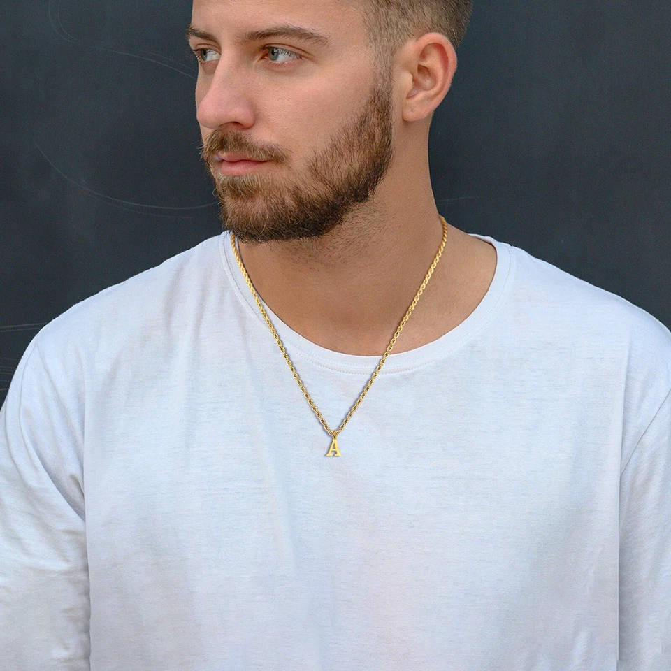 Vnox Collares Iniciales para Mujer Hombre, Acero Inoxidable Letras A-Z Dije Colgante - Imagen 4 de 4