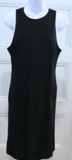 ANN TAYLOR Black Sleeveless Belted Cotton Stretch Dress Sz 6