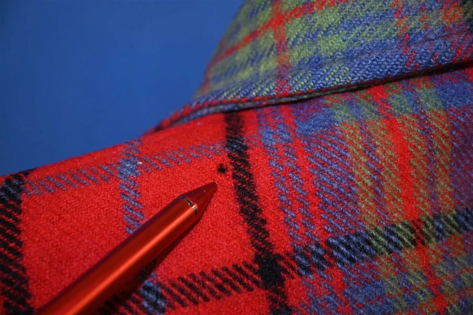 vintage 40s JUMBO JAC RED GREEN BLUE PLAID WOOL BUTTON UP ZIPPER POCKET JACKET M - Image 4 of 4