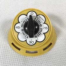 Vintage 70s Mark Time Kitchen 1 Hour Minute Timer Golden Yellow Tested Works