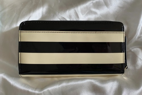 RARE NEW 2014 KATE SPADE NEDA ACCORDION WALLET STRIPED BLACK/CREAM PENN VALLEY - Picture 3 of 14