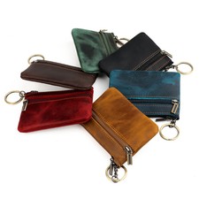 Small Coin Genuine Leather Holder Change Purse Zipper Key Card Wallet Gift New