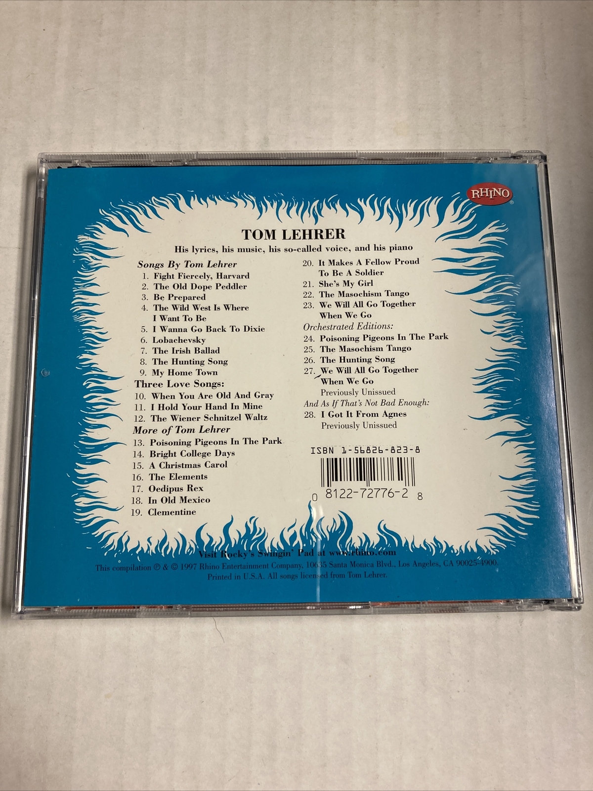 Songs & More Songs by TOM LEHRER (CD 1997 RHINO R272776 *Like New