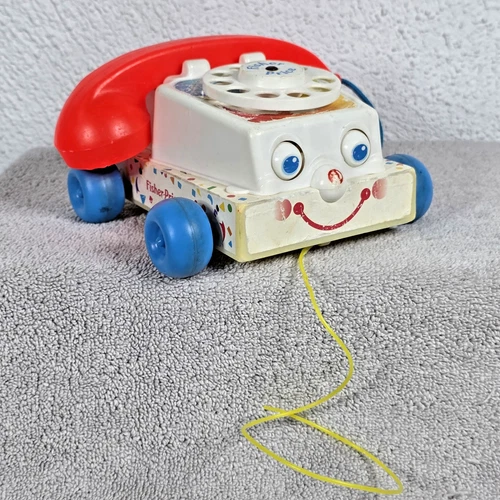 Vintage 1961 Fisher Price Chatter Telephone Phone Pull Toy with Moving Eyes