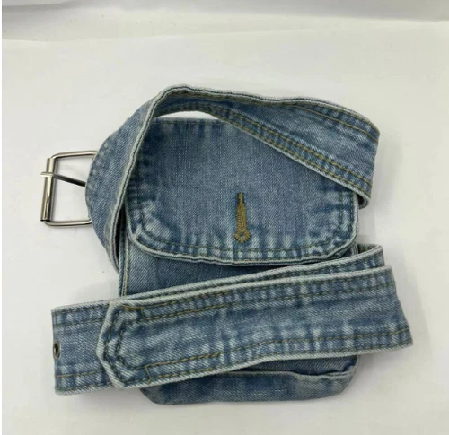 Cinturón de mezclilla para mujer con bolsa desmontable cinturón informal cinturón de mezclilla - Imagen 4 de 5