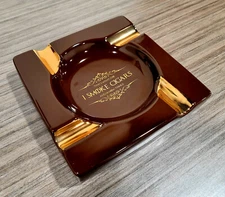 Rare Large Cigars Brown Ceramic Ashtray, 4 Cigar Rests