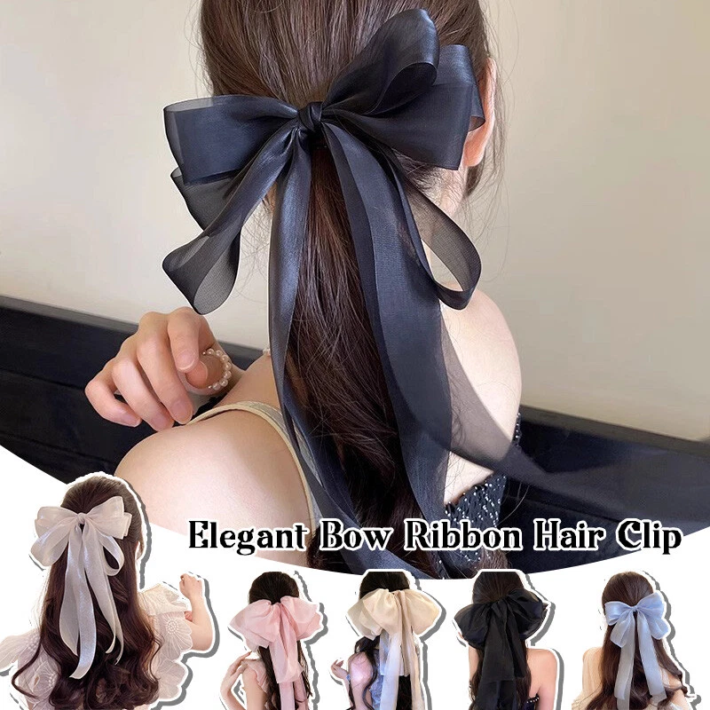 Fairy Oversized Ribbon Bow Hair Clip Sweet Princess Bowknot Hair Tie Headwear 1X - Image 3 of 4