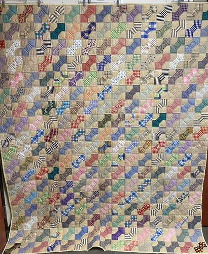 Handmade Colorful Bow Tie Pattern Quilt 74 x 90in EUC