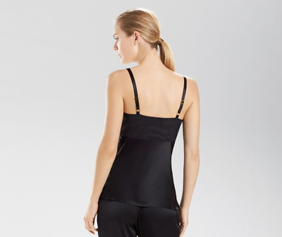 Natori - Rose Parfait Camisole with Lace - Black - 100% Silk - Size XS