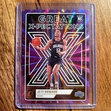 Jett Howard 2023-24 Donruss Holo Purple Laser Great X-Pectations SP /75 Rookie
