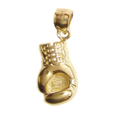 New 14k Yellow Gold Boxing Glove Charm Pendant