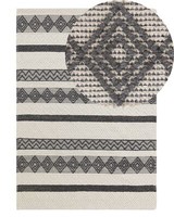 Teppich Wolle Beige / Grau Geometrisches Muster Rechteckig 140 X 200 Cm Davutlar
