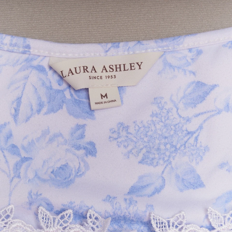 Camisón Laura Ashley Mujer M Azul Floral Toile Camisa para Dormir Vestido Foto 4 de 4