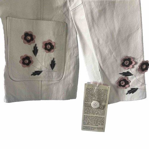 Chaqueta de Cuero Blanco Metrostyle Botones Blazer Talla 6 Pequeñas Flores Rosadas Nueva con Etiquetas - Imagen 8 de 9