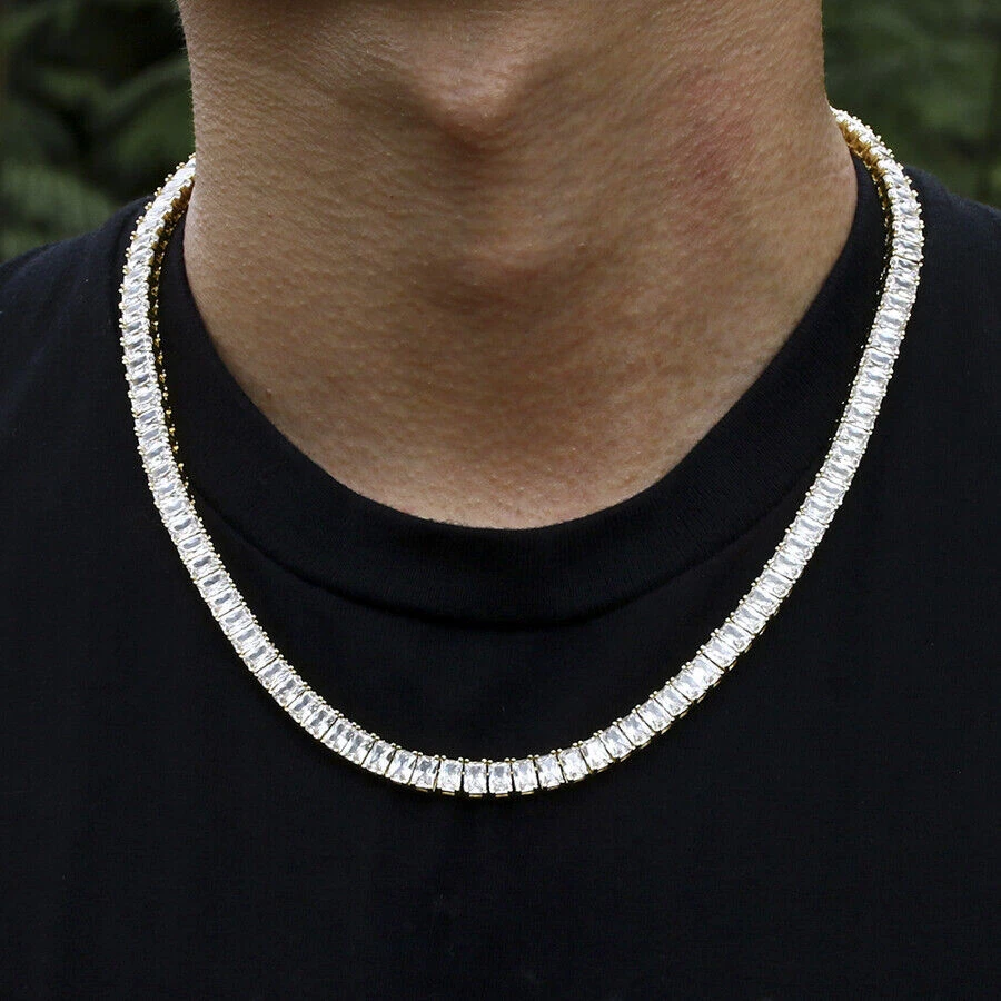 Emerald cut cheap tennis chain
