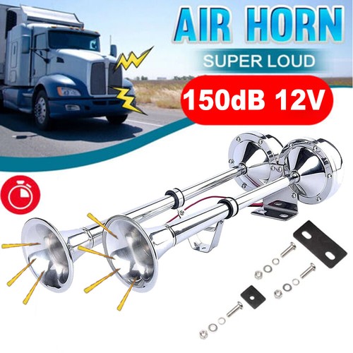 150dB 12V Air Horn Dual Tone Super Loud Dual Trumpet Horn Truck Lorry