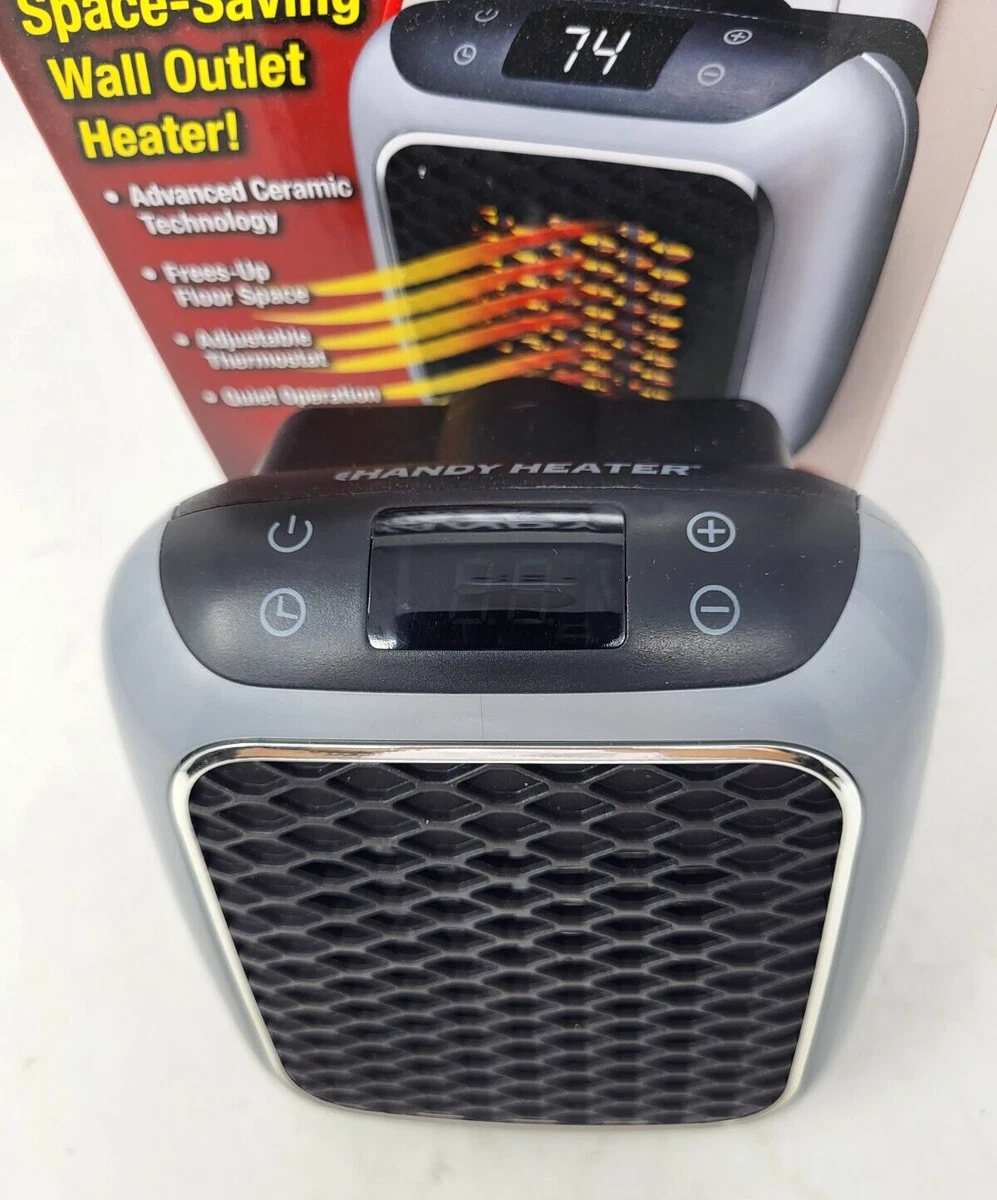 Ontel Handy Heater Turbo 800 Wall Outlet Small Space Heater with Thermostat  735541068218 | eBay