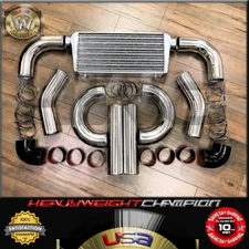 4" OVERALL TURBO 31x12x4 DRAG RACE INTERCOOLER PIPING KIT T-CLAMP COUPLER BLACK