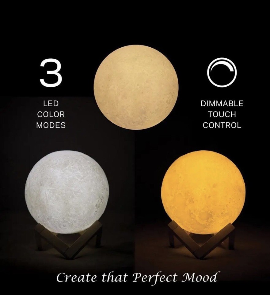 8cm Indoor 3D Moon Lamp Battery Operated Dimmable | eBay