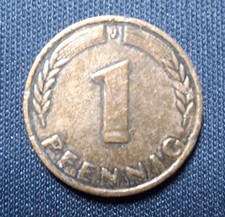 1 Pfennig, BRD, 1950 J, Sammlerm&uuml;nze, sehr selten, guter gebrauchter Zustand