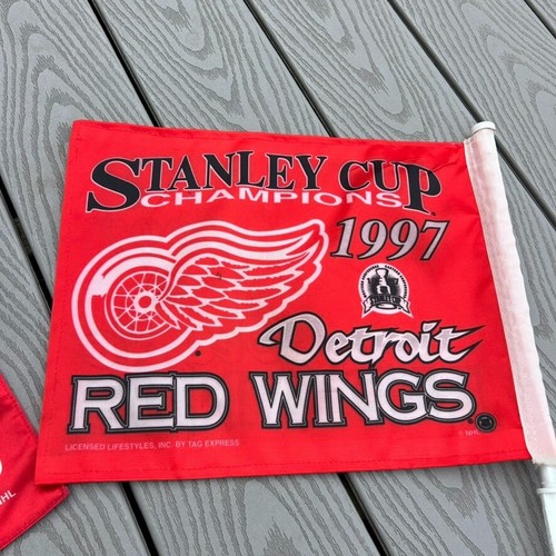 DETROIT RED WINGS 1997 STANLEY CUP CHAMPIONS CAR FLAGS - Picture 3 of 3
