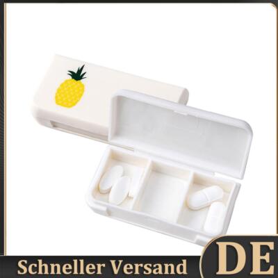Tragbare 3-Gitter-Mini-Pillendose, Medikamentenbox, Reise-Tablettenhalter (Anana