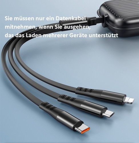 Câble de Charge Extensible 100W 3 en 1 Charge Rapide Câble de Charge Multiple USB pour iPhone - Photo 8/13
