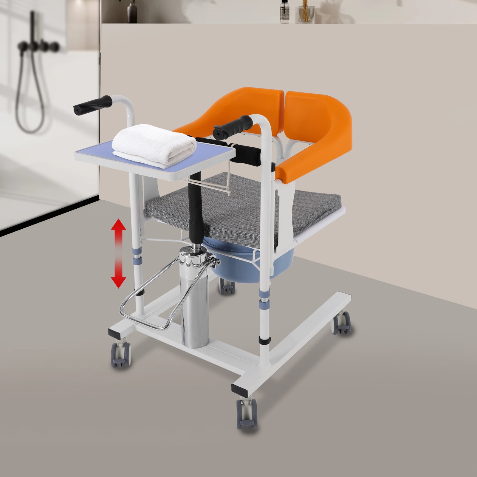 Hydraulischer Patientenlift-Rollstuhl Transferstuhl Transfer-Pflegestuhl Kissen