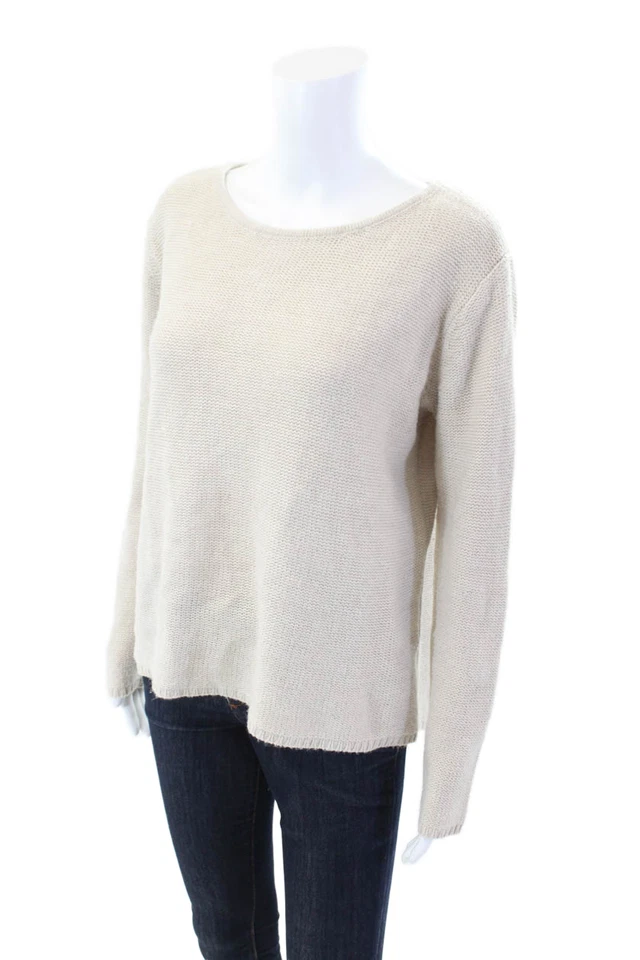 Elan Womens Long Sleeve Round Neck Pullover Medium Knit Sweater Beige Size S - Image 2 of 4